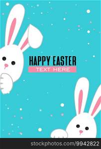 Vector illustration Happy Easter background with white Easter rabbit. Happy Easter background