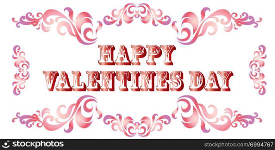 Vector illustration Happy Valentines day. Valentines banner with gradient decorative ornament on white background.