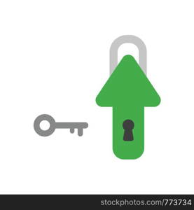 Vector illustration icon concept of arrow padlock with keyhole and key.