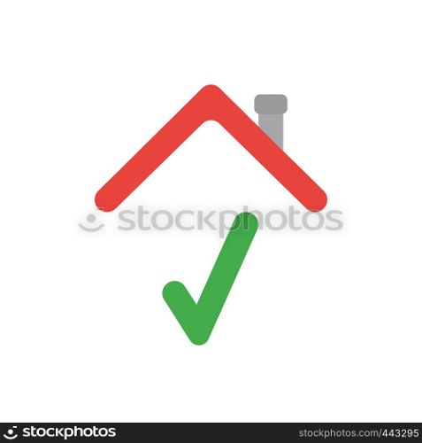 Vector illustration icon concept of check mark under house roof.