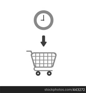 Vector illustration icon concept of clock inside shopping cart.