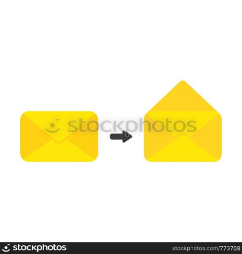 Vector illustration icon concept of closed and opened envelopes.