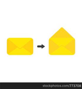 Vector illustration icon concept of closed and opened envelopes.