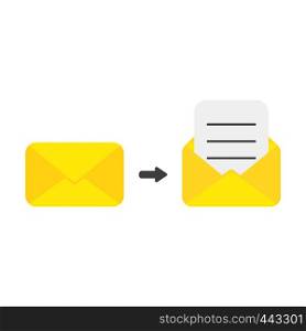 Vector illustration icon concept of closed and opened mail envelope with written paper.