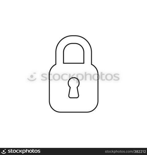 Vector illustration icon concept of closed padlock. Black outlines.