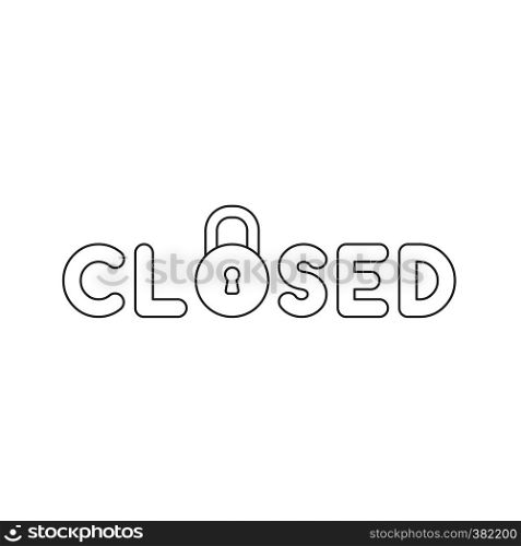 Vector illustration icon concept of closed word with closed padlock. Black outlines.
