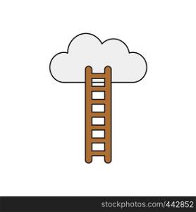 Vector illustration icon concept of cloud and wooden ladder. Colored and black outlines.