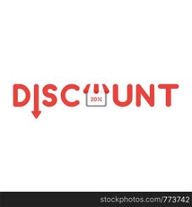 Vector illustration icon concept of discount word with arrow moving down and percent 20 inside shop store.