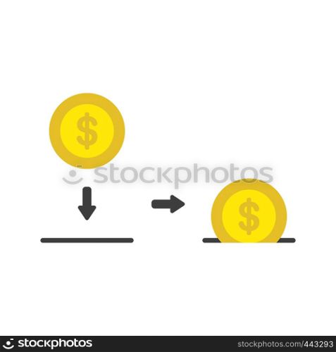 Vector illustration icon concept of dollar coin inside moneybox hole.