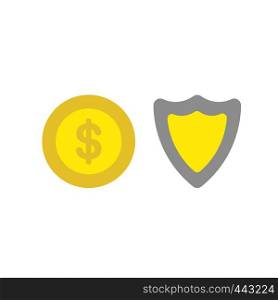 Vector illustration icon concept of dollar coin with guard shield.