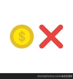 Vector illustration icon concept of dollar coin with x mark.