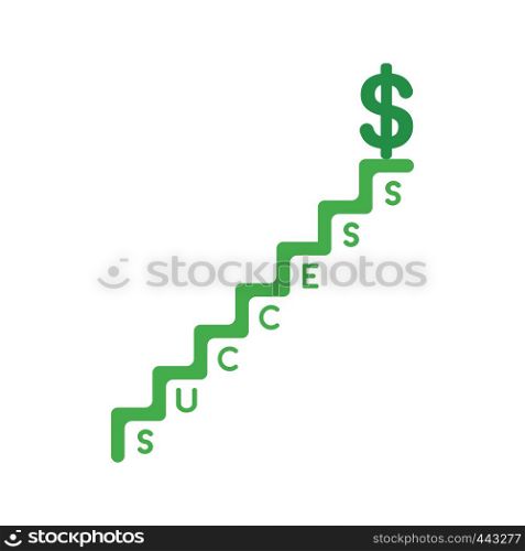 Vector illustration icon concept of dollar symbol on top of success stairs.