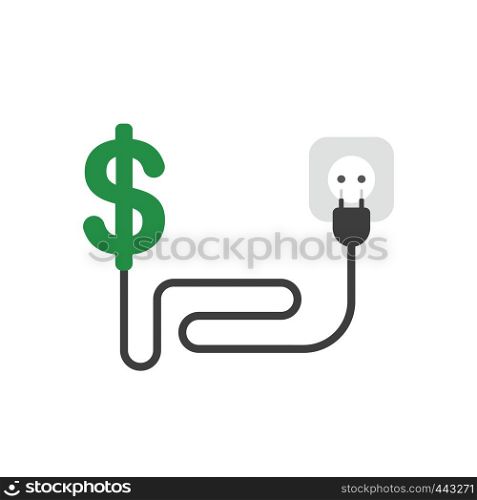 Vector illustration icon concept of dollar symbol with cable, plug and outlet.