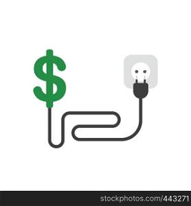 Vector illustration icon concept of dollar symbol with cable, plug and outlet.