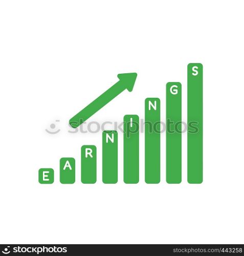 Vector illustration icon concept of earnings sales bar graph moving up.