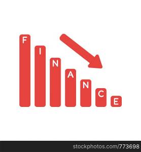 Vector illustration icon concept of finance sales bar graph moving down.