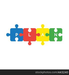 Vector illustration icon concept of four connected plan jigsaw puzzle pieces.