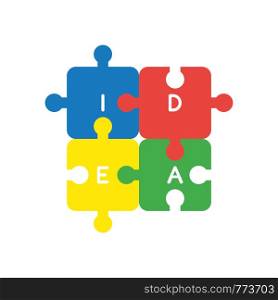 Vector illustration icon concept of four idea jigsaw puzzle pieces connected.