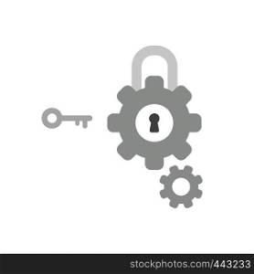Vector illustration icon concept of gears with padlock , keyhole and key.