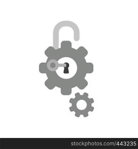Vector illustration icon concept of gears with padlock , keyhole and key unlock.