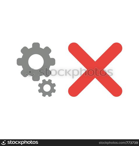 Vector illustration icon concept of gears with x mark.