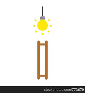 Vector illustration icon concept of glowing light bulb and ladder with missing steps.