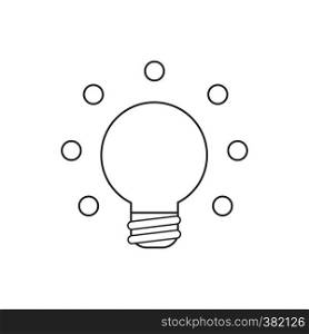 Vector illustration icon concept of glowing light bulb. Black outlines.