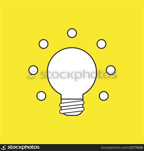 Vector illustration icon concept of glowing light bulb. Black outlines, yellow background.