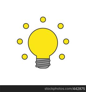 Vector illustration icon concept of glowing light bulb. Colored and black outlines.