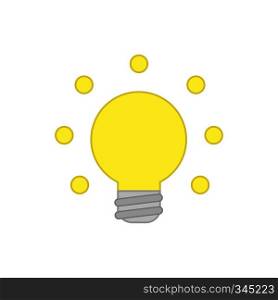 Vector illustration icon concept of glowing yellow light bulb. Colored and color outlines.