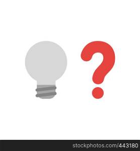 Vector illustration icon concept of grey light bulb with red question mark.
