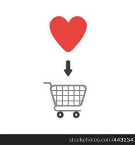Vector illustration icon concept of heart inside shopping cart.