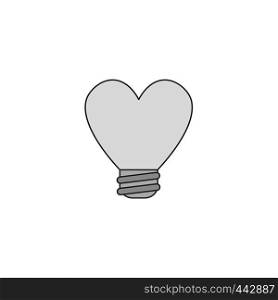 Vector illustration icon concept of heart shaped light bulb. Colored and black outlines.