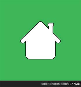 Vector illustration icon concept of house arrow up. Black outlines, green background.