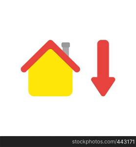 Vector illustration icon concept of house with arrow moving down.