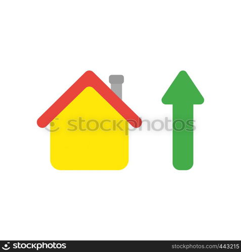 Vector illustration icon concept of house with arrow moving up.