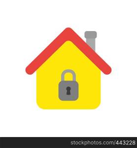 Vector illustration icon concept of house with closed padlock.