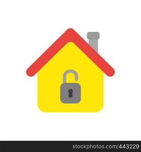Vector illustration icon concept of house with opened padlock.