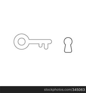 Vector illustration icon concept of key and keyhole. Color outlines. 