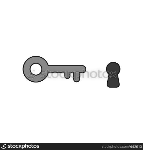 Vector illustration icon concept of key and keyhole. Colored and black outlines.