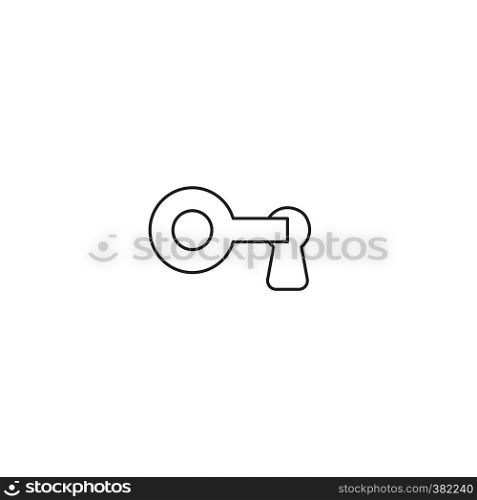 Vector illustration icon concept of key into keyhole, lock or unlock. Black outlines.