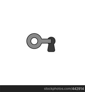 Vector illustration icon concept of key into keyhole, lock or unlock. Colored and black outlines.