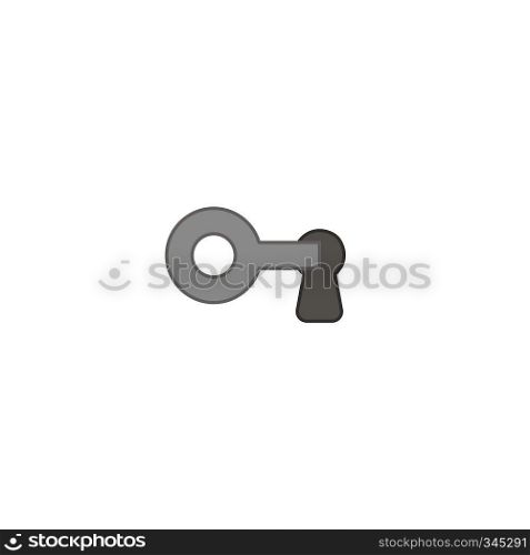 Vector illustration icon concept of key into keyhole, lock or unlock. Colored and color outlines.
