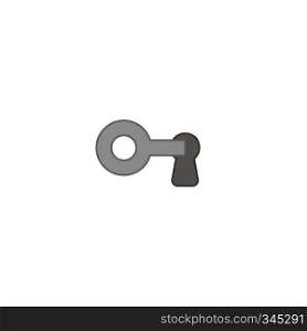 Vector illustration icon concept of key into keyhole, lock or unlock. Colored and color outlines.