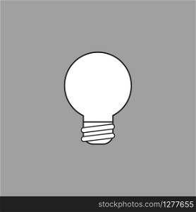 Vector illustration icon concept of light bulb. Black outlines, grey background.