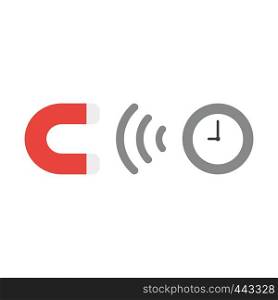 Vector illustration icon concept of magnet attracting clock.