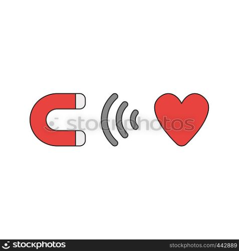 Vector illustration icon concept of magnet attracting heart.