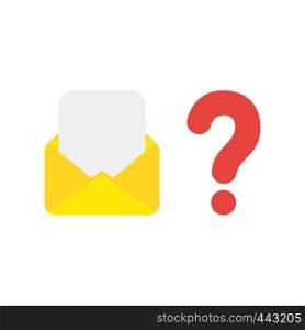 Vector illustration icon concept of mail envelope and blank paper with question mark.