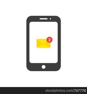 Vector illustration icon concept of mail envelope with number two inside smartphone.