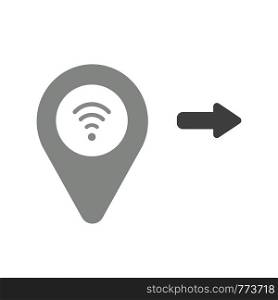 Vector illustration icon concept of map pointer with wireless wifi symbol.